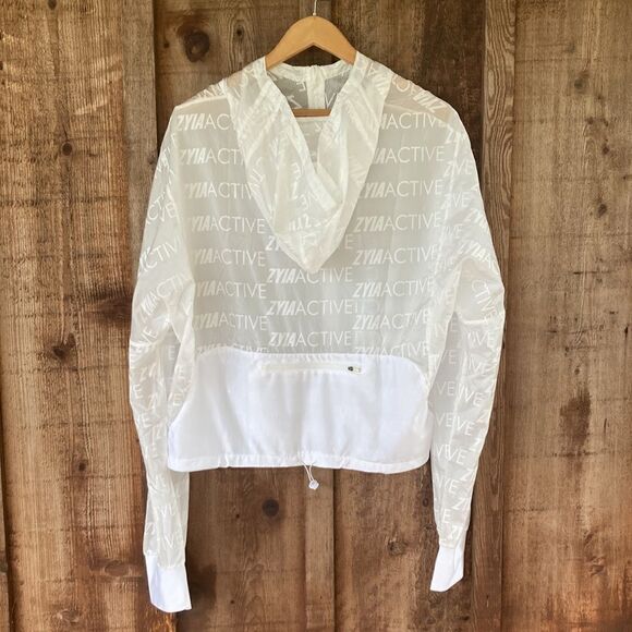 Zyia Active Graphic White Zip-up Breeze Jacket - Picture 5 of 11